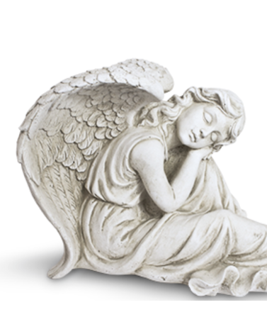 Statue de Jardin en Pierre Ange Assis H.34 cm