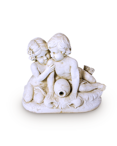Statue de Jardin en Pierre Enfants Enlacés H.50 cm