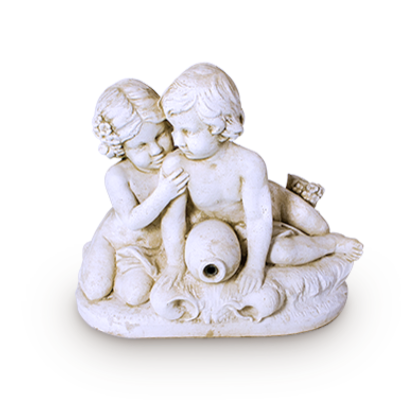 Statue de Jardin en Pierre Enfants Enlacés H.50 cm