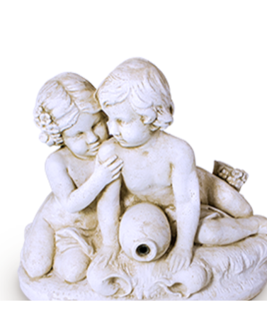 Statue de Jardin en Pierre Enfants Enlacés