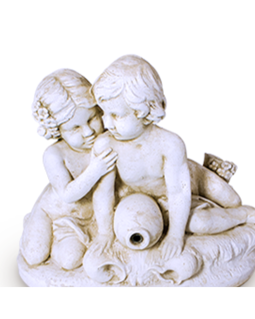 Statue de Jardin en Pierre Enfants Enlacés H.50 cm