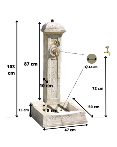 Fontaine Colonne de Jardin en Pierre Longchamp