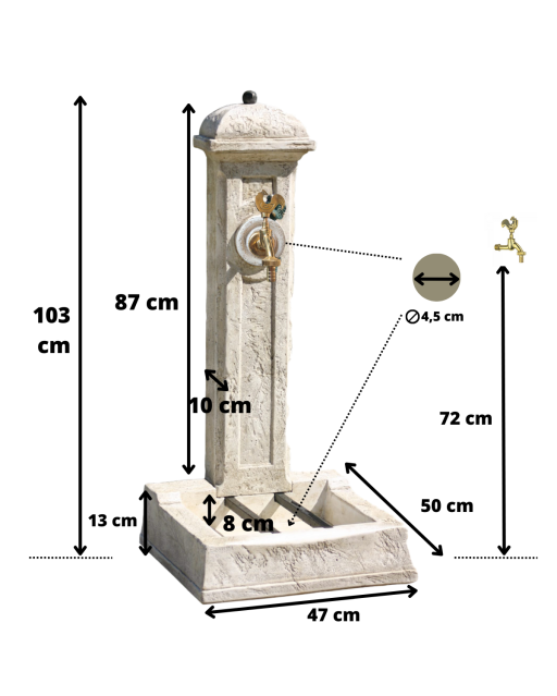 Fontaine Colonne de Jardin en Pierre Longchamp