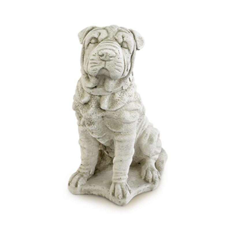 Statue de Jardin en Pierre Chien Sharpei H.58 cm