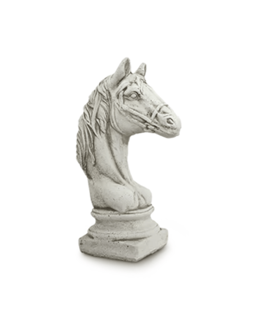 Statue de Jardin en Pierre Tête de Cheval H.49 cm